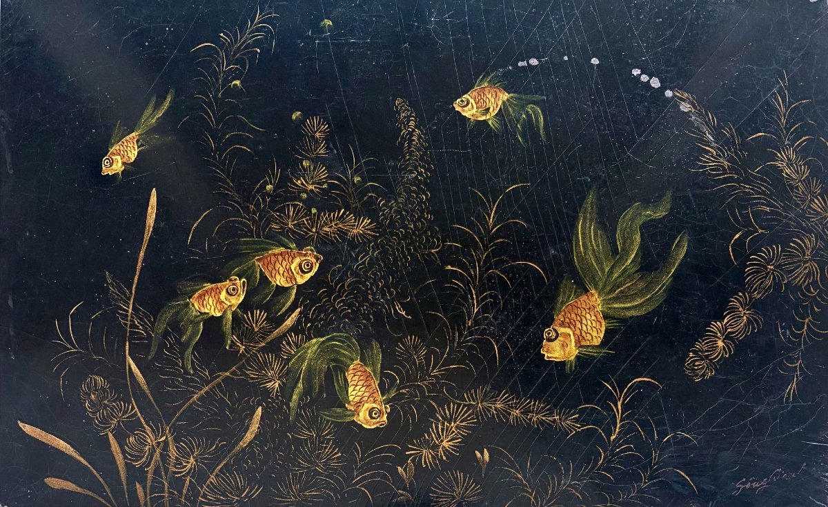 Lacquer Panel, Vietnam, Signed