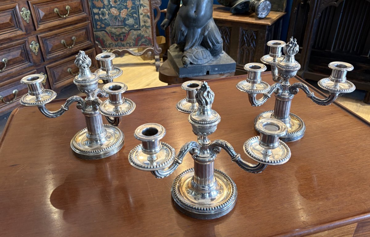 Set Of Three Silver-plated Bronze Table Runners