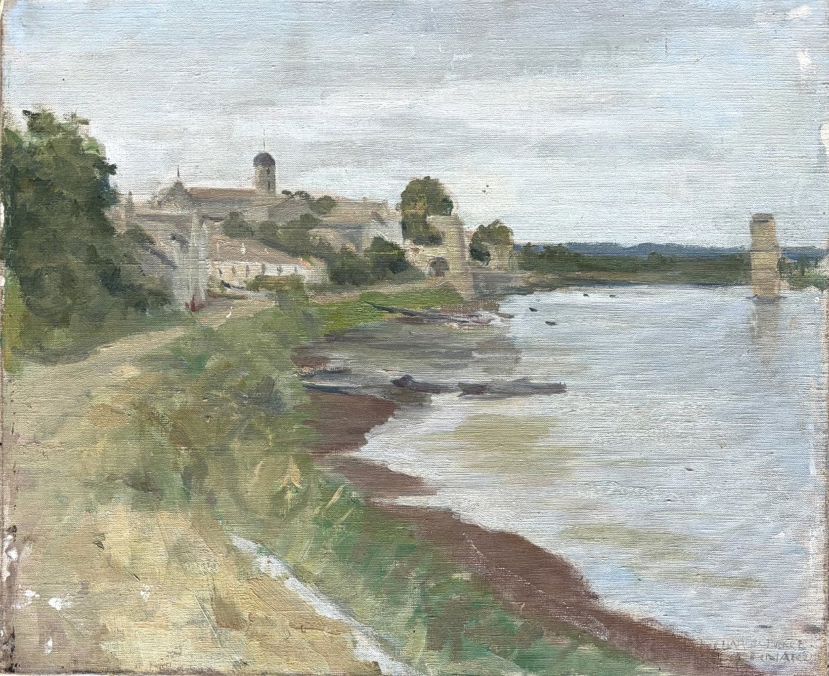 View Of A Village On The Banks Of The Loire, By C.p. Bernard