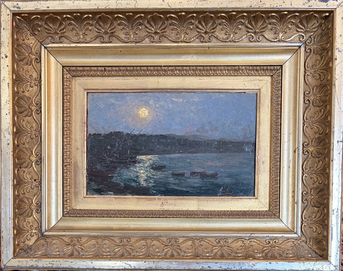Pleine lune sur la baie, tableau signé Signoret