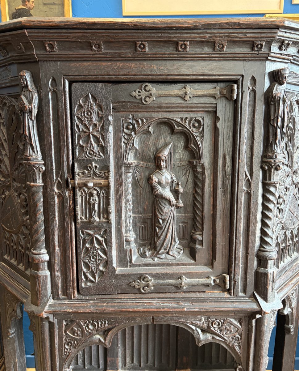 Neo-gothic-style Oak Console Table-photo-2