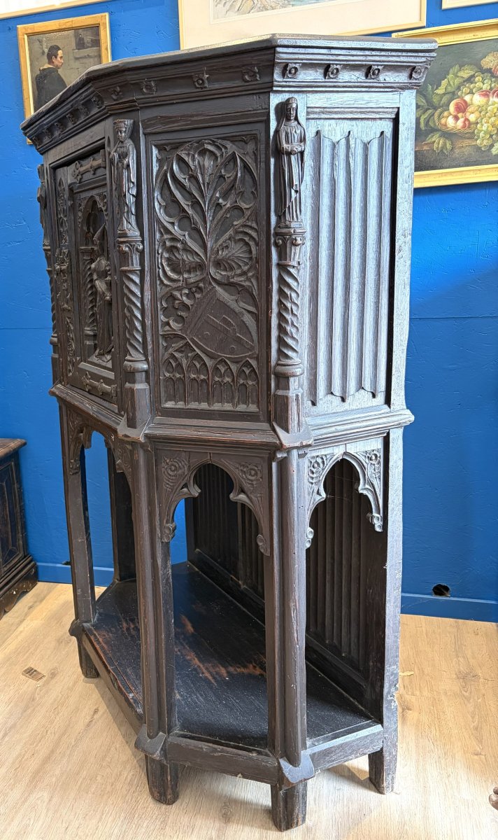 Neo-gothic-style Oak Console Table-photo-4