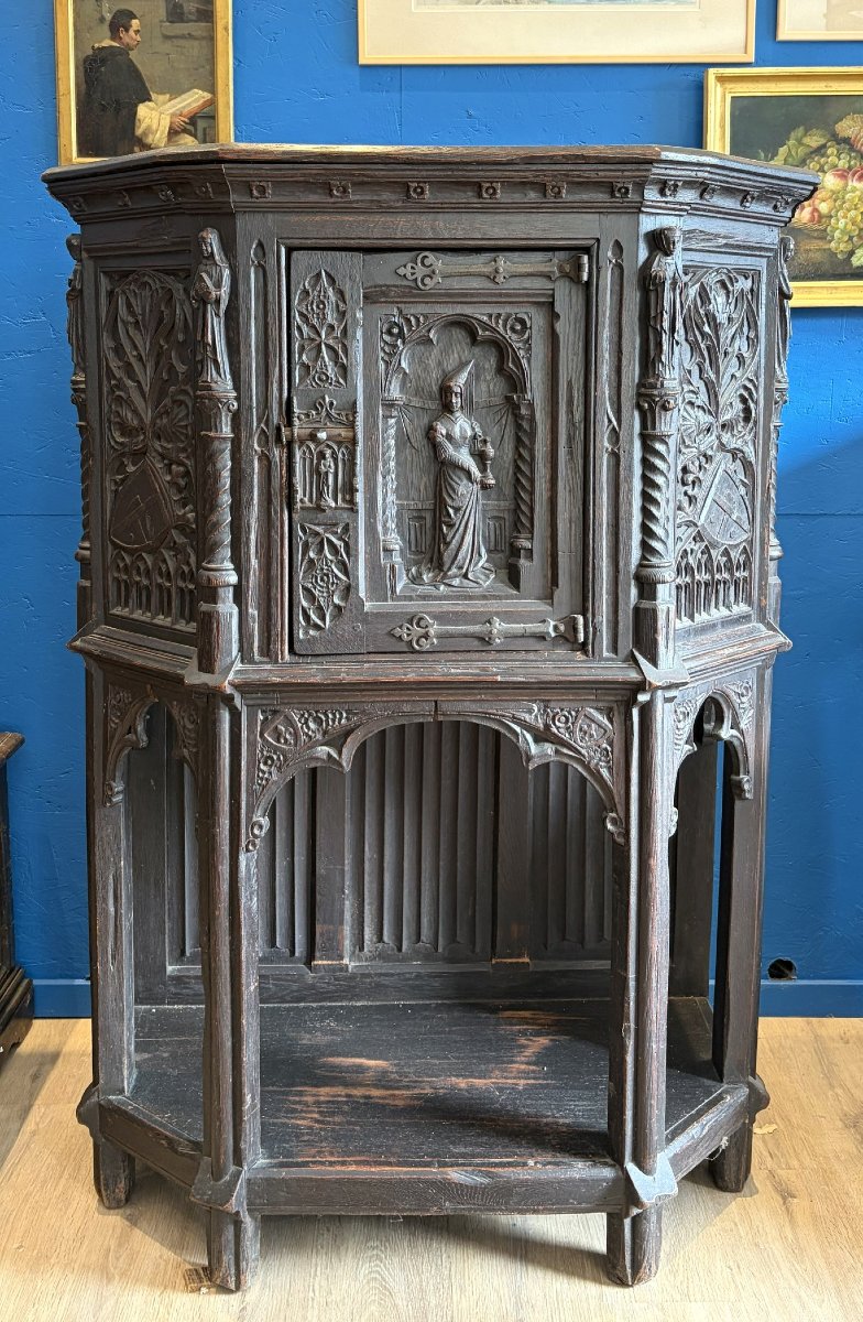 Neo-gothic-style Oak Console Table