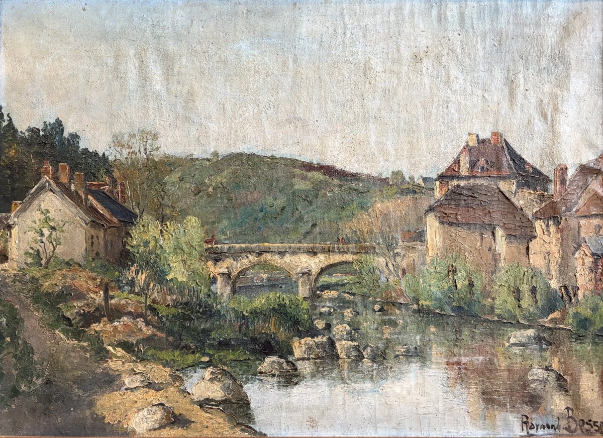 Vue de Hérisson en Bourbonnais, tableau signé Raymond Besse-photo-2