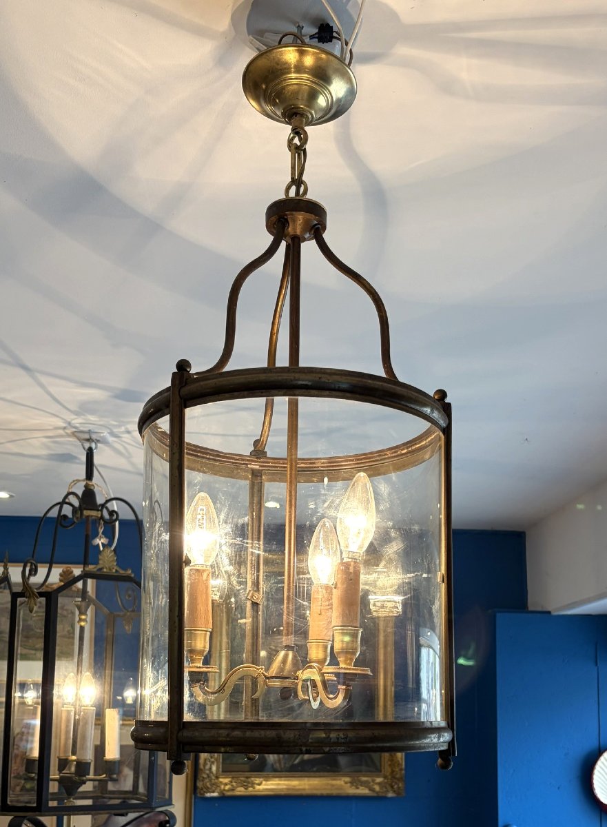 Lanterne en verre et laiton vers 1900
