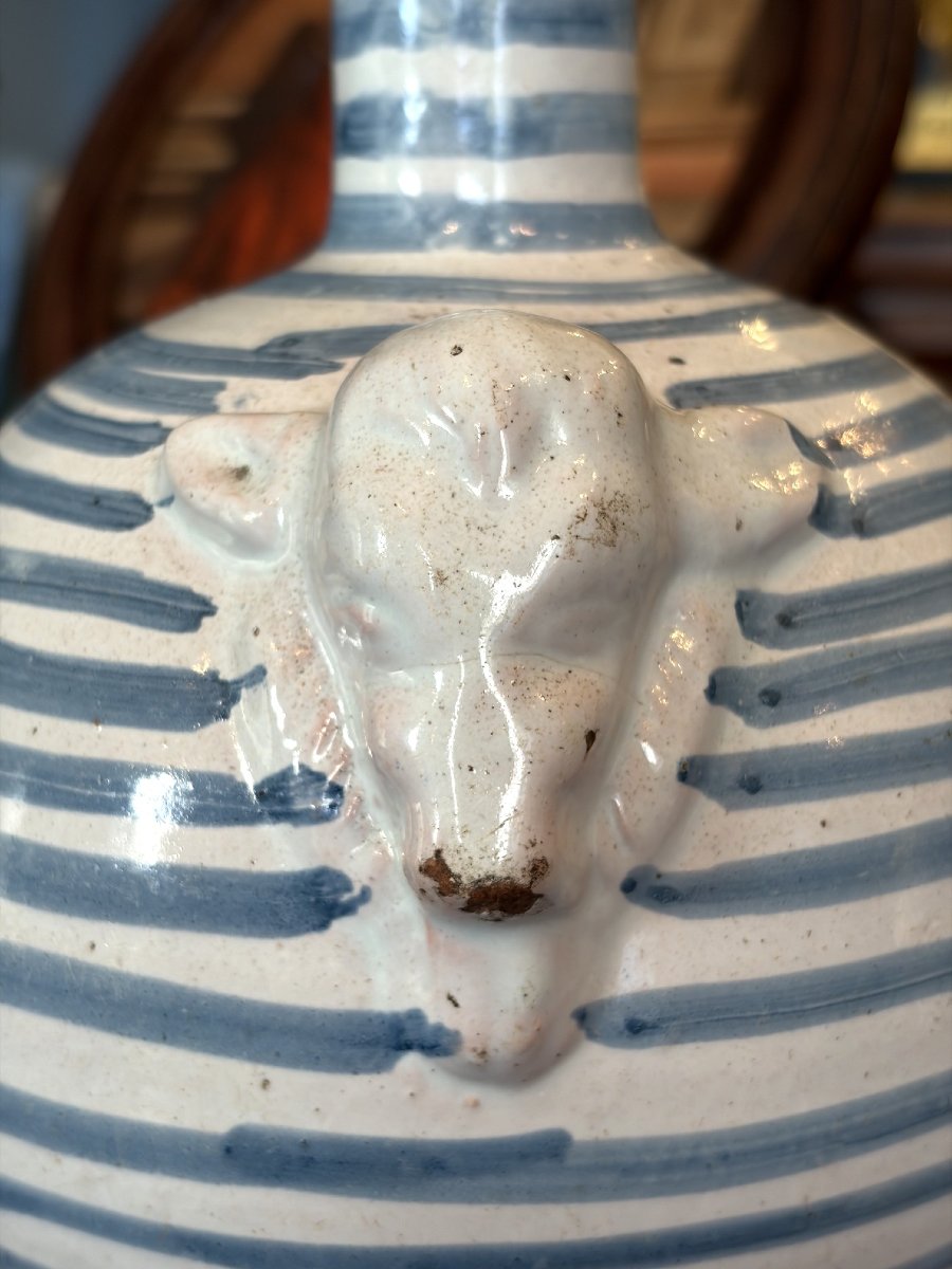 18th-century Nevers Ceramic Bottle-photo-3