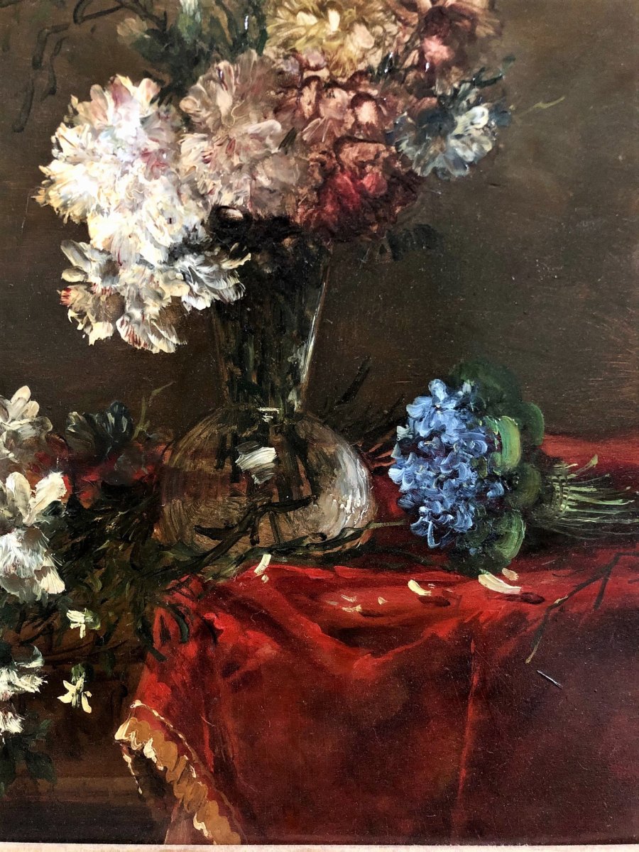 Bouquet De fleurs Et Violettes Signé Alfred Rouby -photo-2