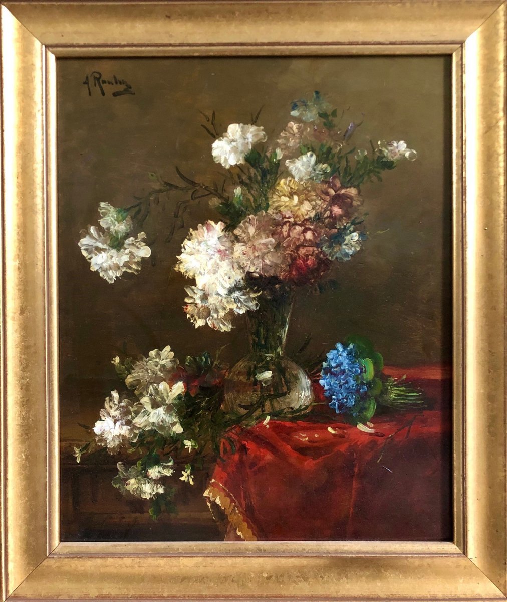 Bouquet De fleurs Et Violettes Signé Alfred Rouby 