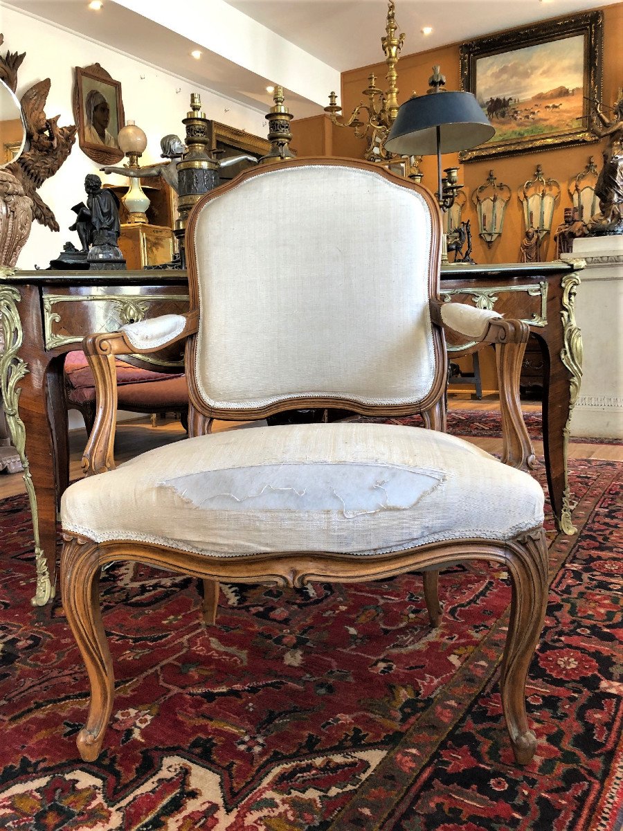 Large Pair Of Armchairs With Flat Backs-photo-4