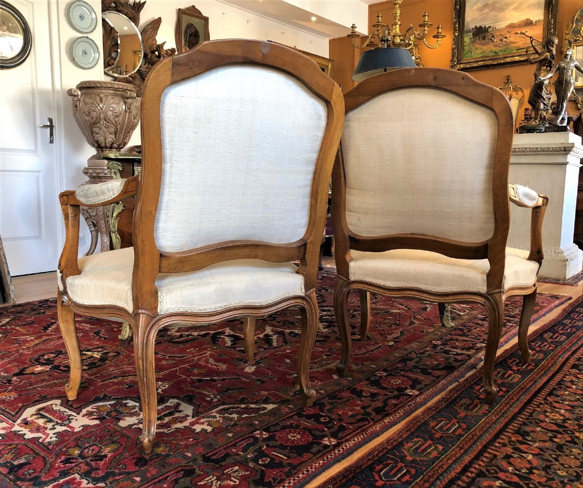 Large Pair Of Armchairs With Flat Backs-photo-2