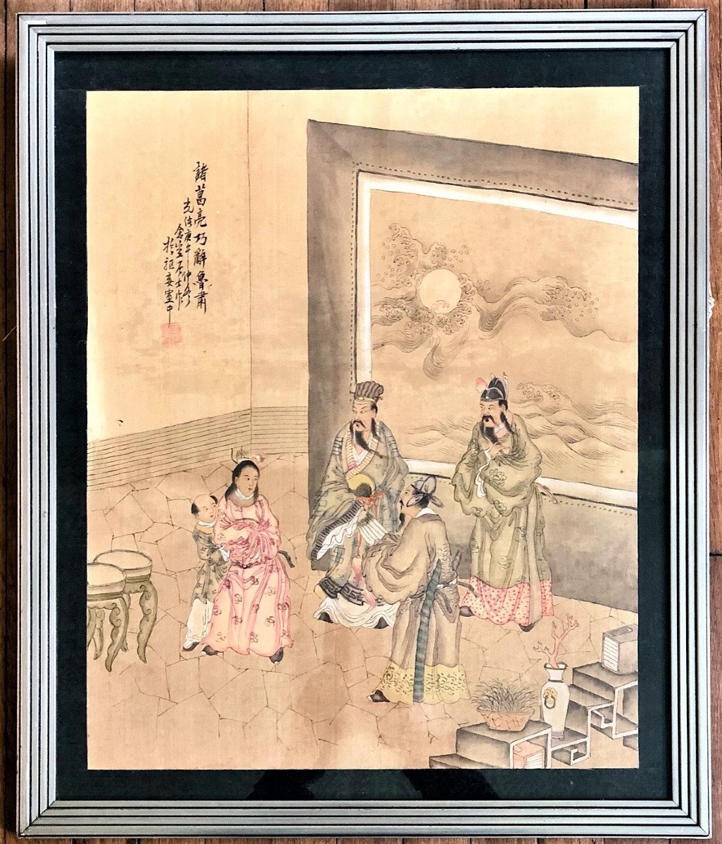 Paire De Peintures Sur Soie Chine 19eme  -photo-2