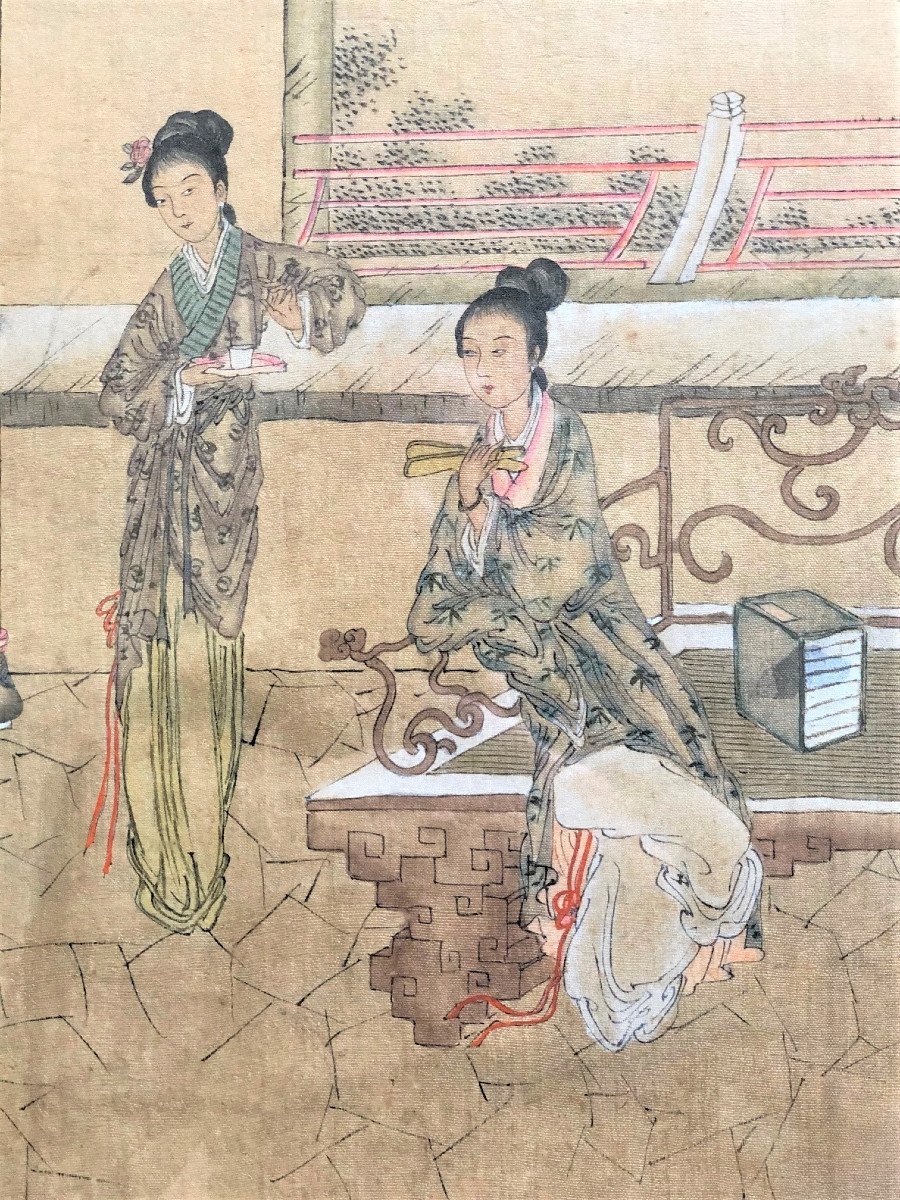 Paire De Peintures Sur Soie Chine 19eme  -photo-4