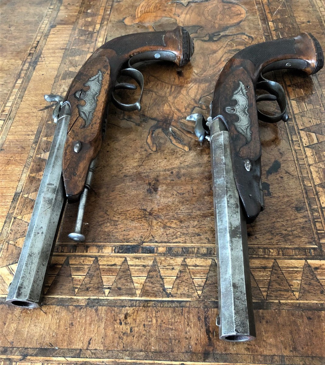 Pair Of Officer Pistols Cork 19th-photo-3