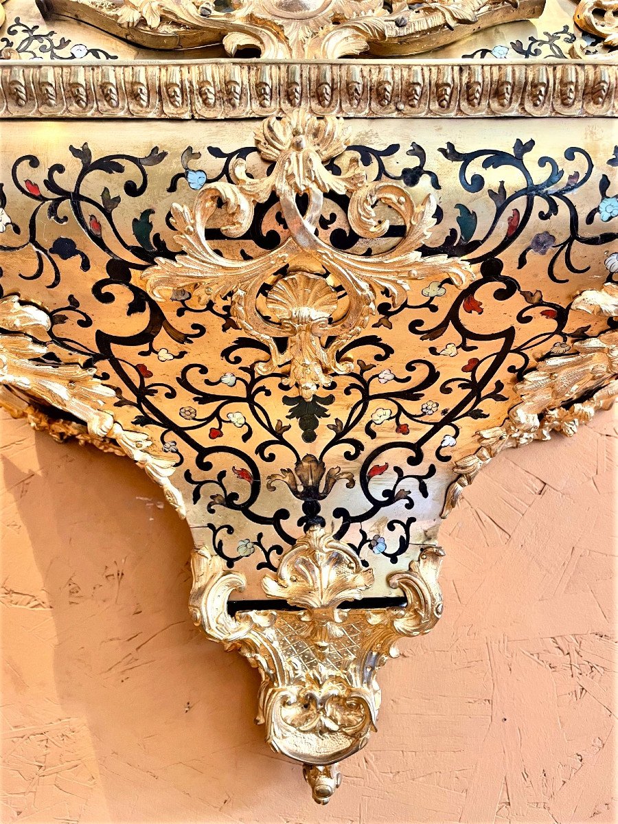 Important Cartel Louis XV Boulle  Aux Cinq Couleurs-photo-3
