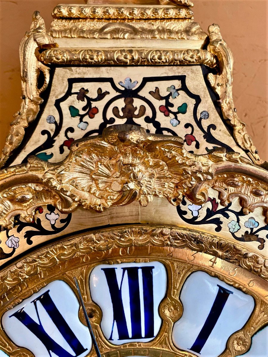 Louis XV Cartel A Decor Of Inlaid Flowers-photo-4