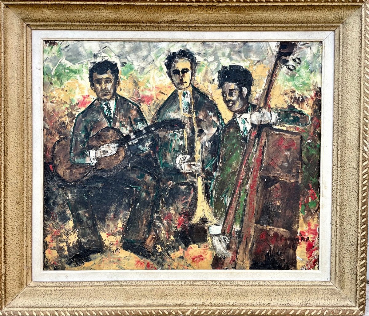 The Jazzmen, Oil On Canvas Signed And Dated 66