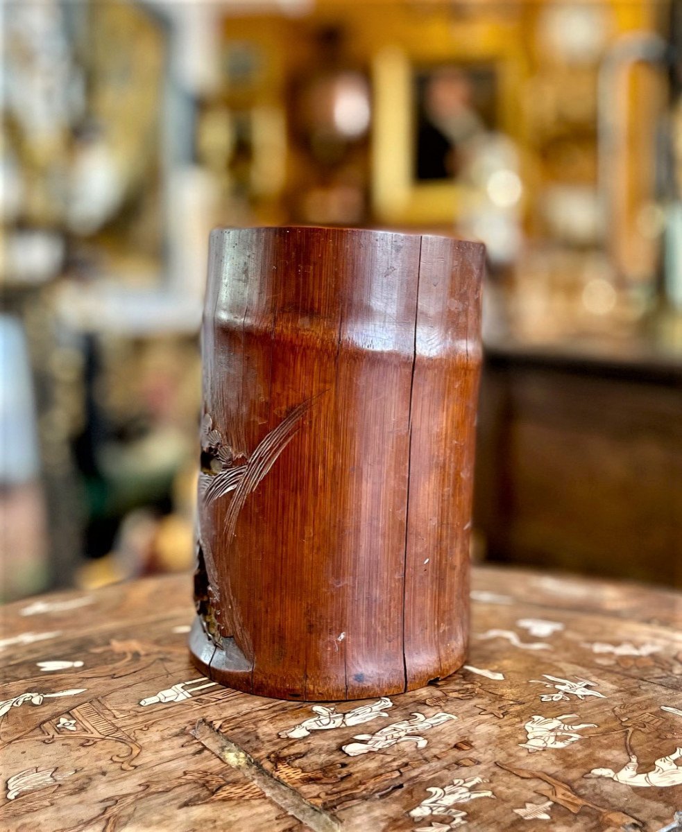 Carved Bamboo Brush Pot, China-photo-1