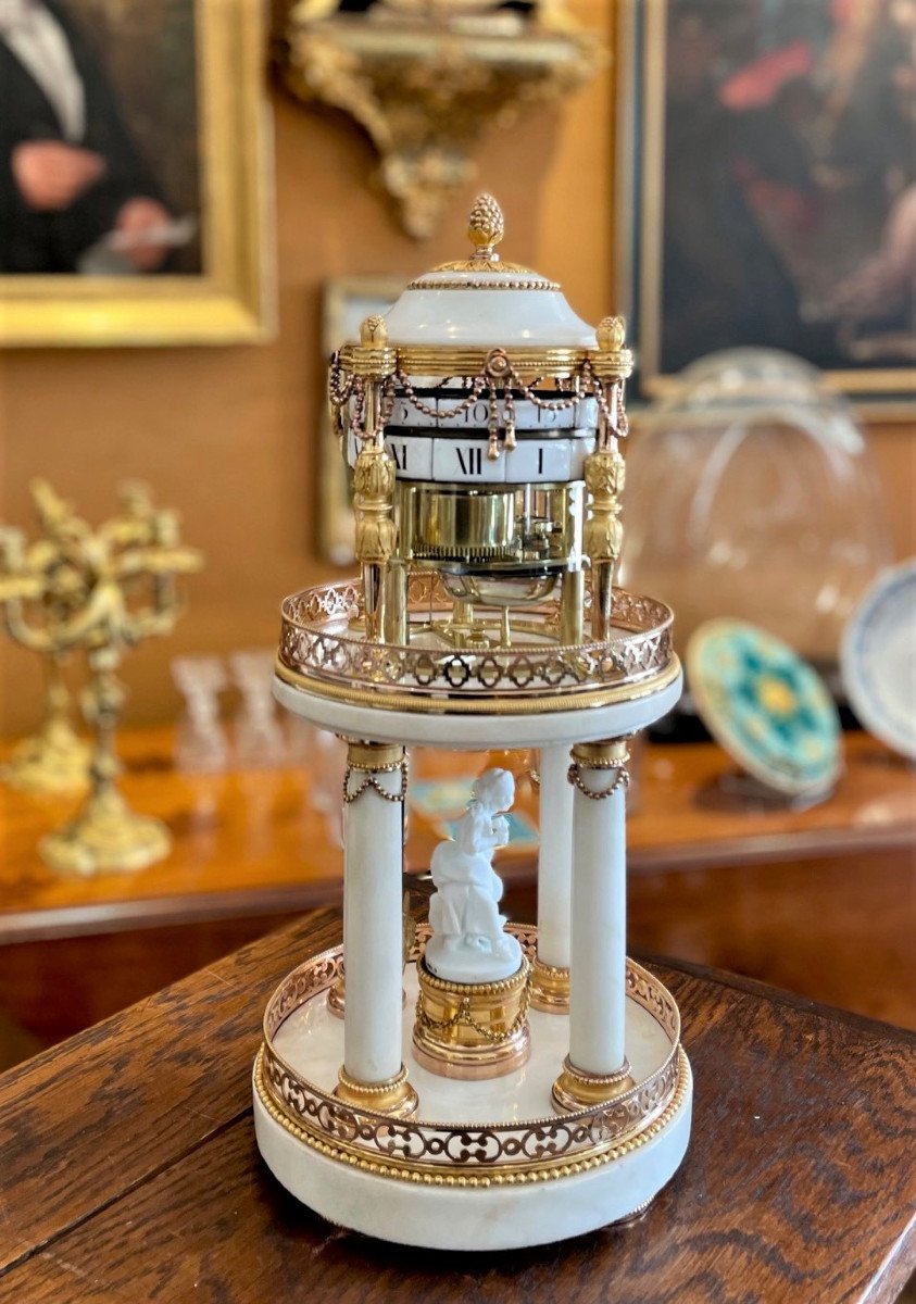 Pendule à Cercles 18eme, Temple De l'Amour Signée Festeau Paris-photo-2