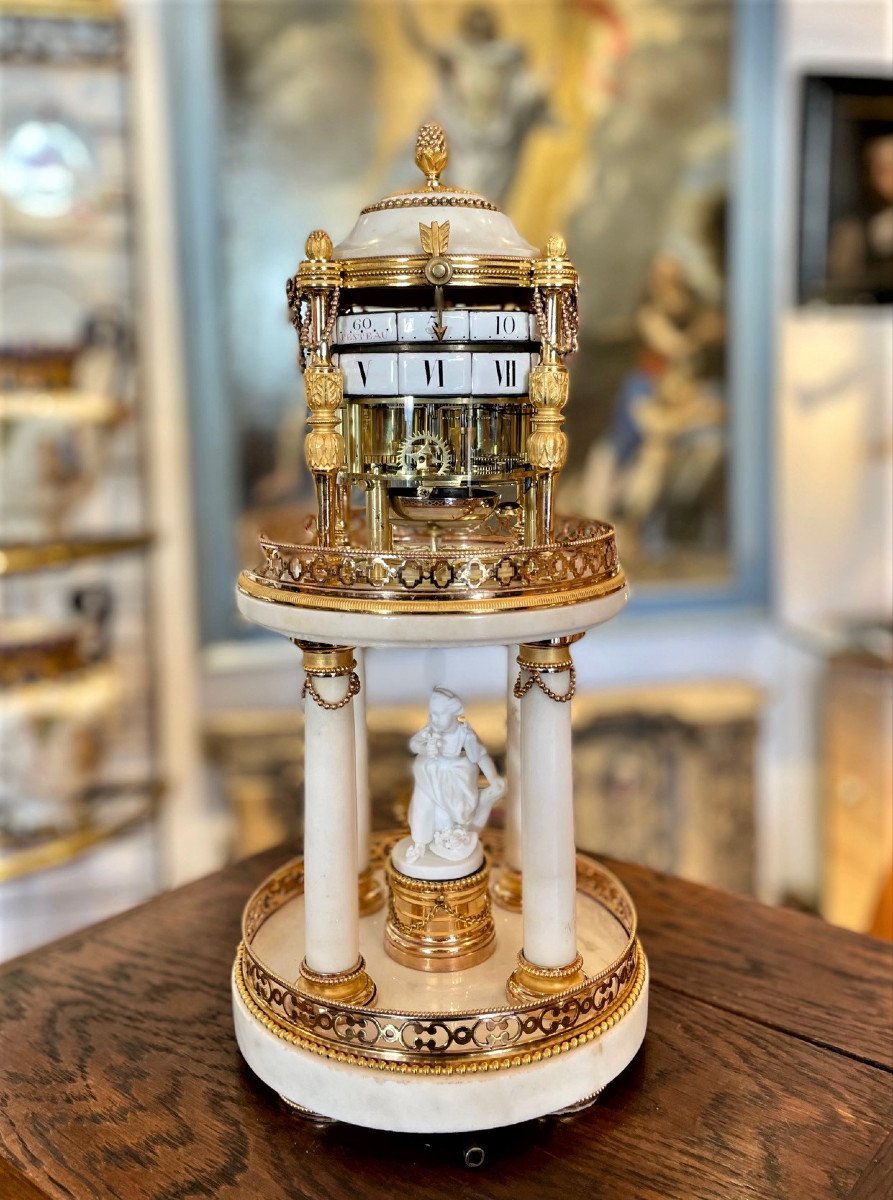Pendule à Cercles 18eme, Temple De l'Amour Signée Festeau Paris