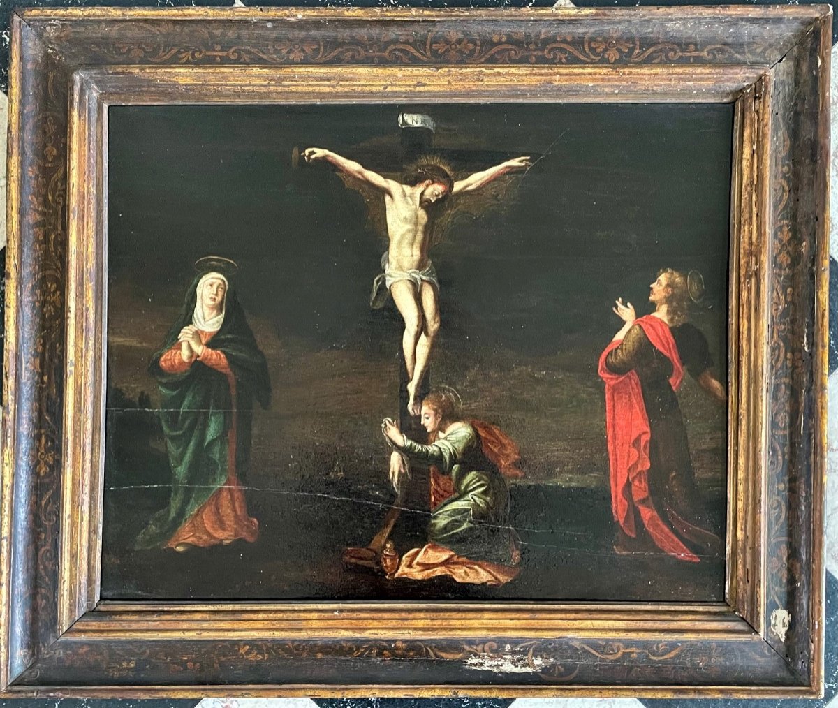 Christ At Golgotha, Oil On Panel 17th