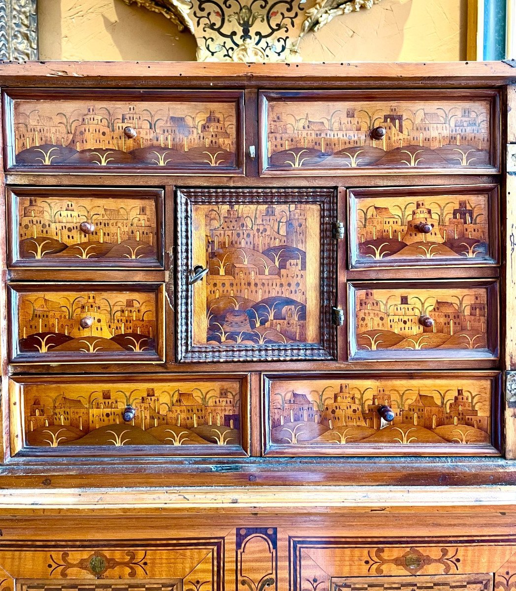 Cabinet d'Augsbourg En Marqueterie, 17eme Siècle-photo-4