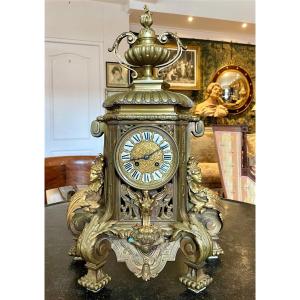 Large Bronze Clock With Espagnettes
