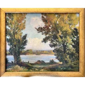 The Loire, Autumn Evening, Signed Claude Rameau