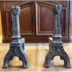 Pair Of Gothic Period Andirons