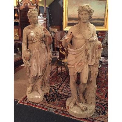 Satues Empire Period Pair Of Terracotta