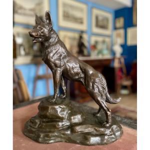 chien loup en bronze, fonte ancienne