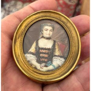 portrait de femme, miniature XVIIIeme