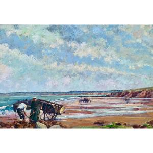 The Kelp Gatherers, Breton Painting By Henri Baron