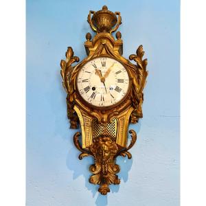 Large 18th-century Cartel Clock In Gilt Bronze