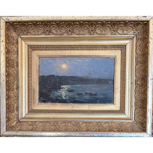 Full Moon Over The Bay, A Painting By Signoret