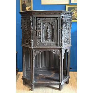 Neo-gothic-style Oak Console Table