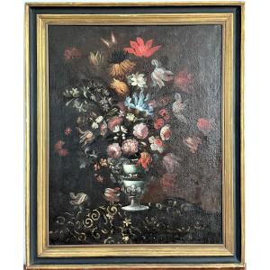 Bouquet De Fleurs,  Ecole Espagnole 17eme