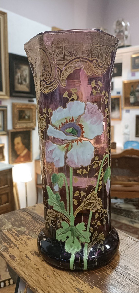 Vase Verre émaillé T.legras