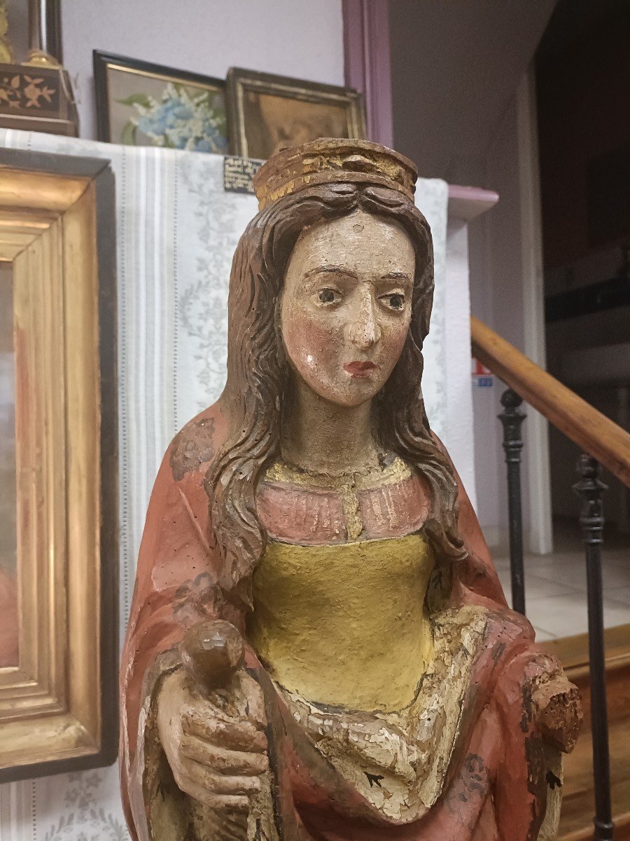 Sainte Catherine. Bois Polychrome. XVIe-photo-6