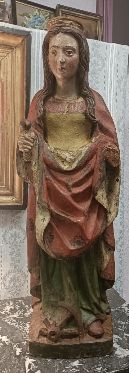 Sainte Catherine. Bois Polychrome. XVIe