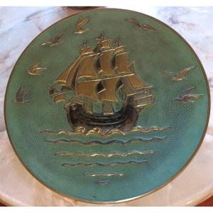 Bronze Dish Signed Pierre Le Faguays