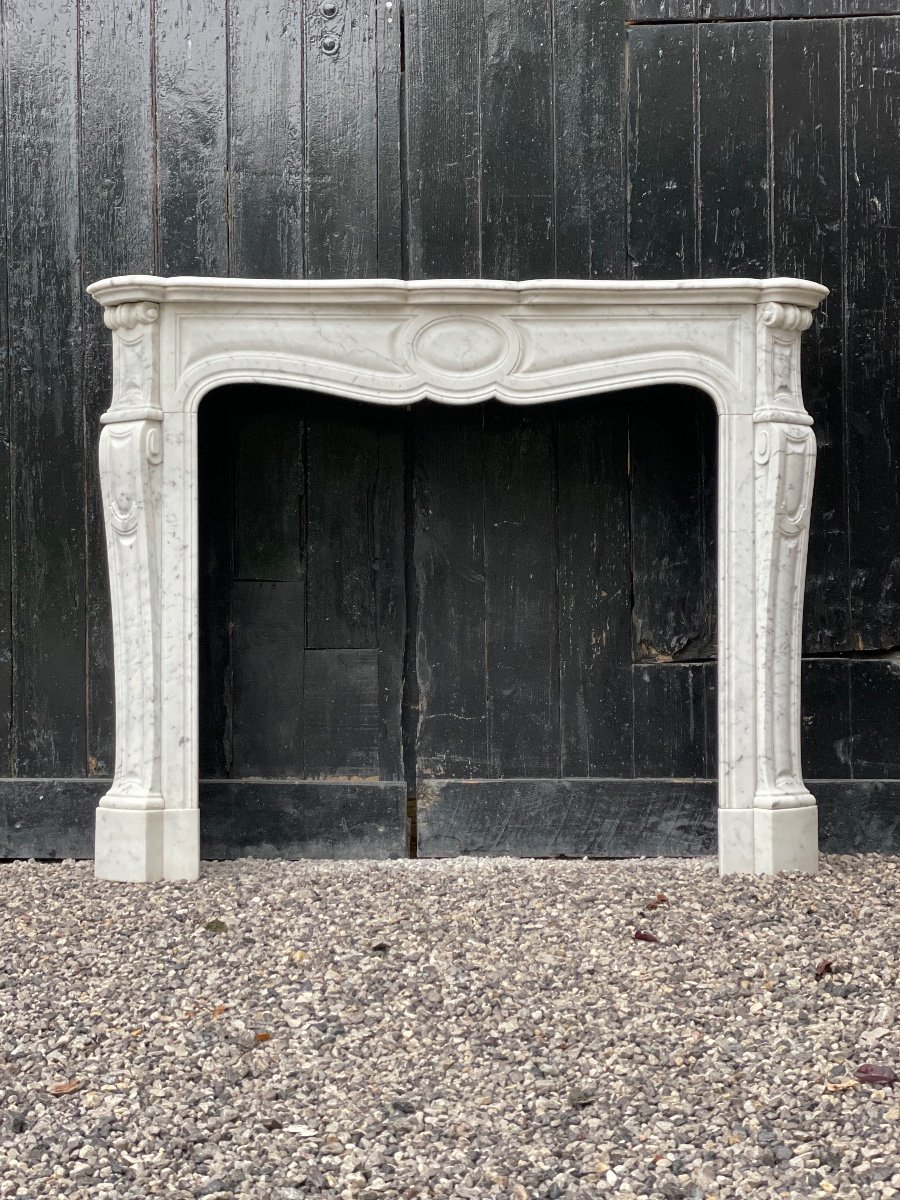 Louis XV Style Fireplace In Carrara Marble-photo-5