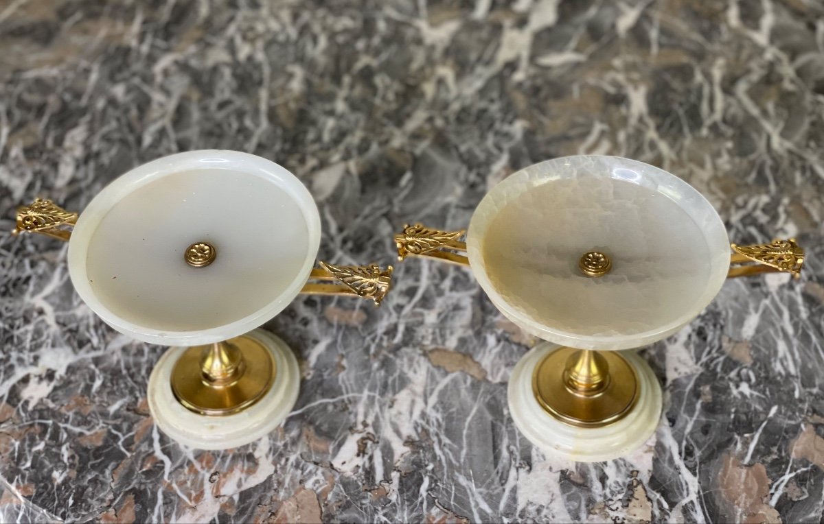 Pair Of Onyx And Gilt Bronze Cups Circa 1880-photo-1