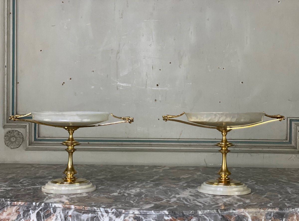 Pair Of Onyx And Gilt Bronze Cups Circa 1880-photo-2