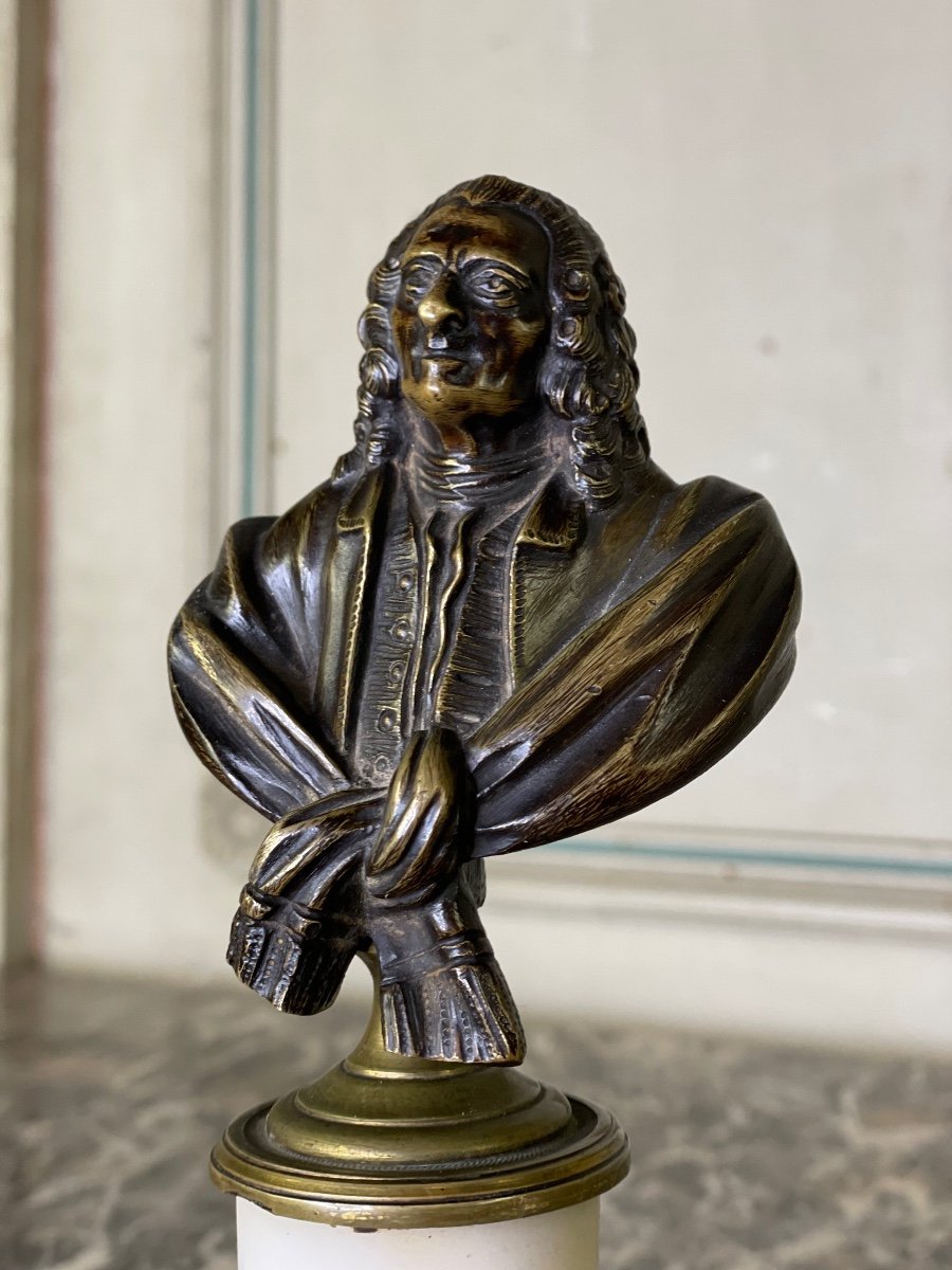 Paire De Bustes En Bronze, Rousseau Et Voltaire, Vers 1800-photo-6