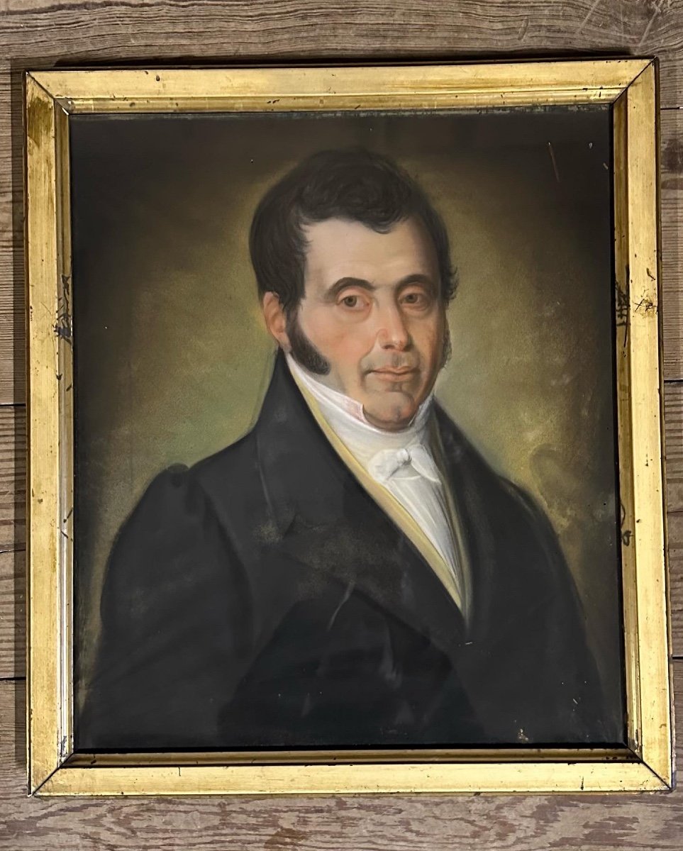 Pastel Male Portrait Mid XIXth Century-photo-2