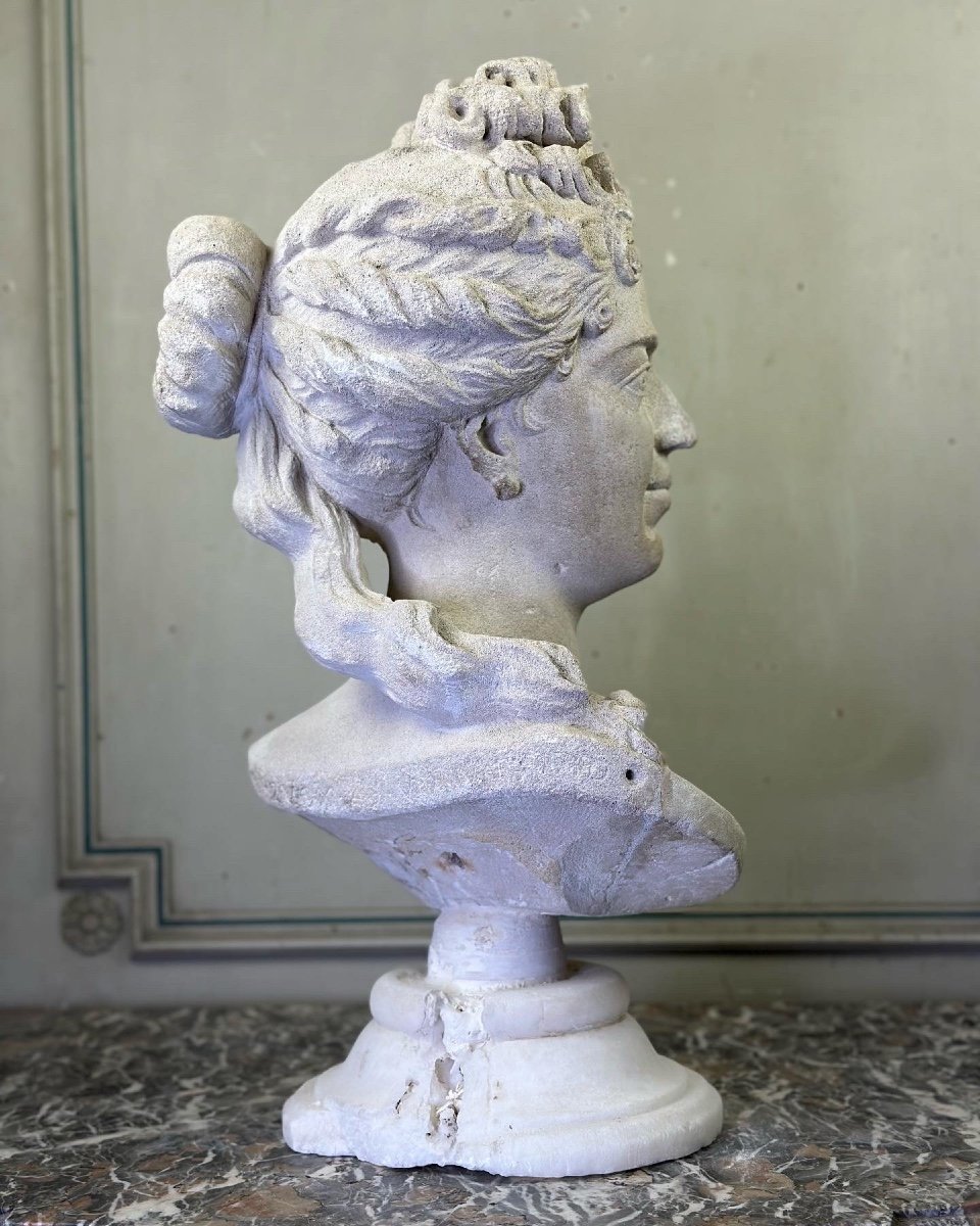 Buste En Pierre Limoneuse D’après Coysevox, Portrait De La Duchesse De Bourgogne -photo-3