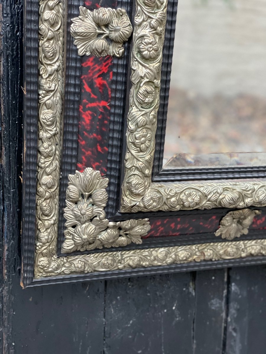 Louis XIV Style Mirror In Ebony And Tortoiseshell Late Nineteenth Century-photo-4