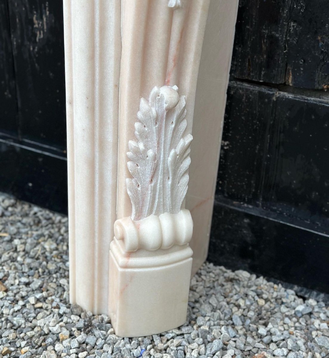Louis XV Style Fireplace In Pink Marble Circa 1980-photo-2