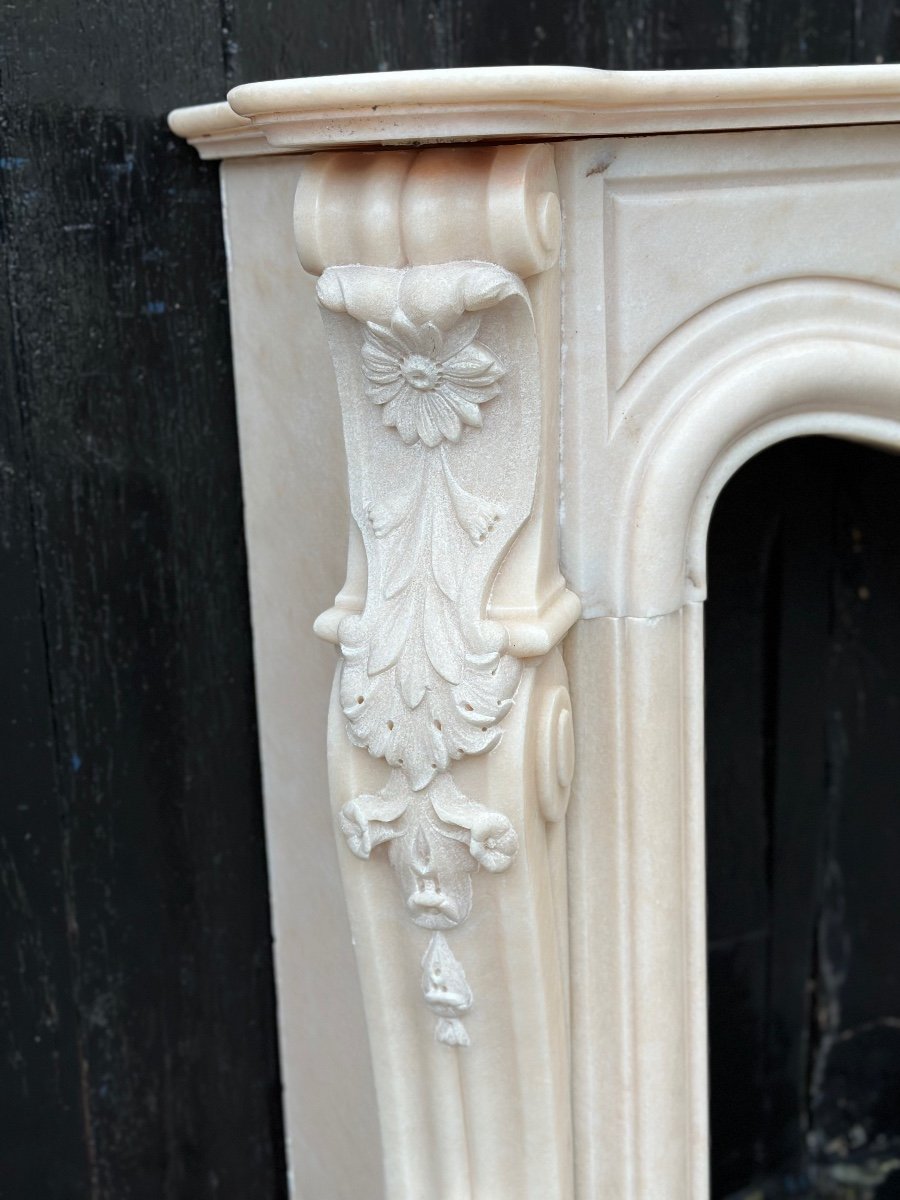 Louis XV Style Fireplace In Pink Marble Circa 1980-photo-1