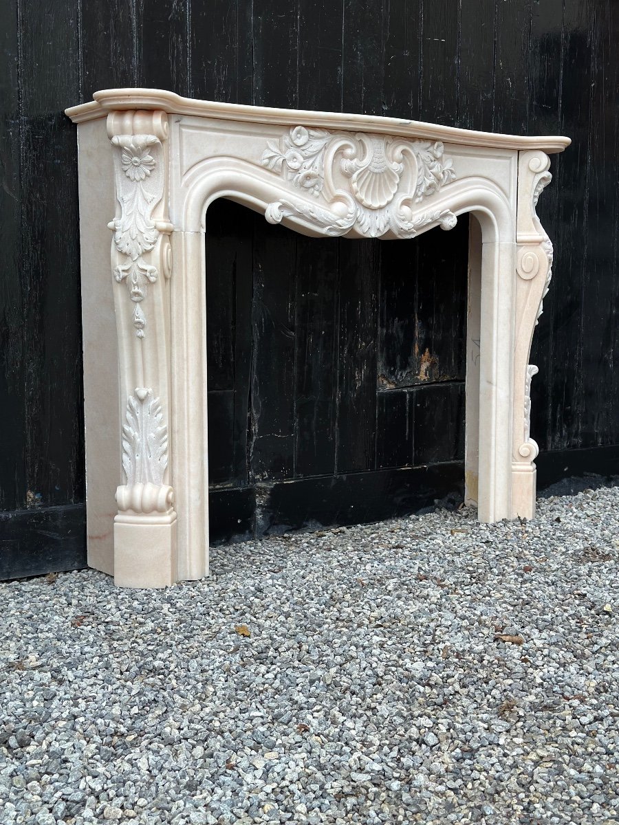 Louis XV Style Fireplace In Pink Marble Circa 1980-photo-3